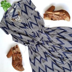 11.1.TYLHO Polka Dot West Street Shirt Button Down Cap Sleeve Dress Size Large